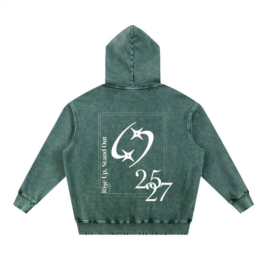 27' Snow Washed Hoodie (white print)