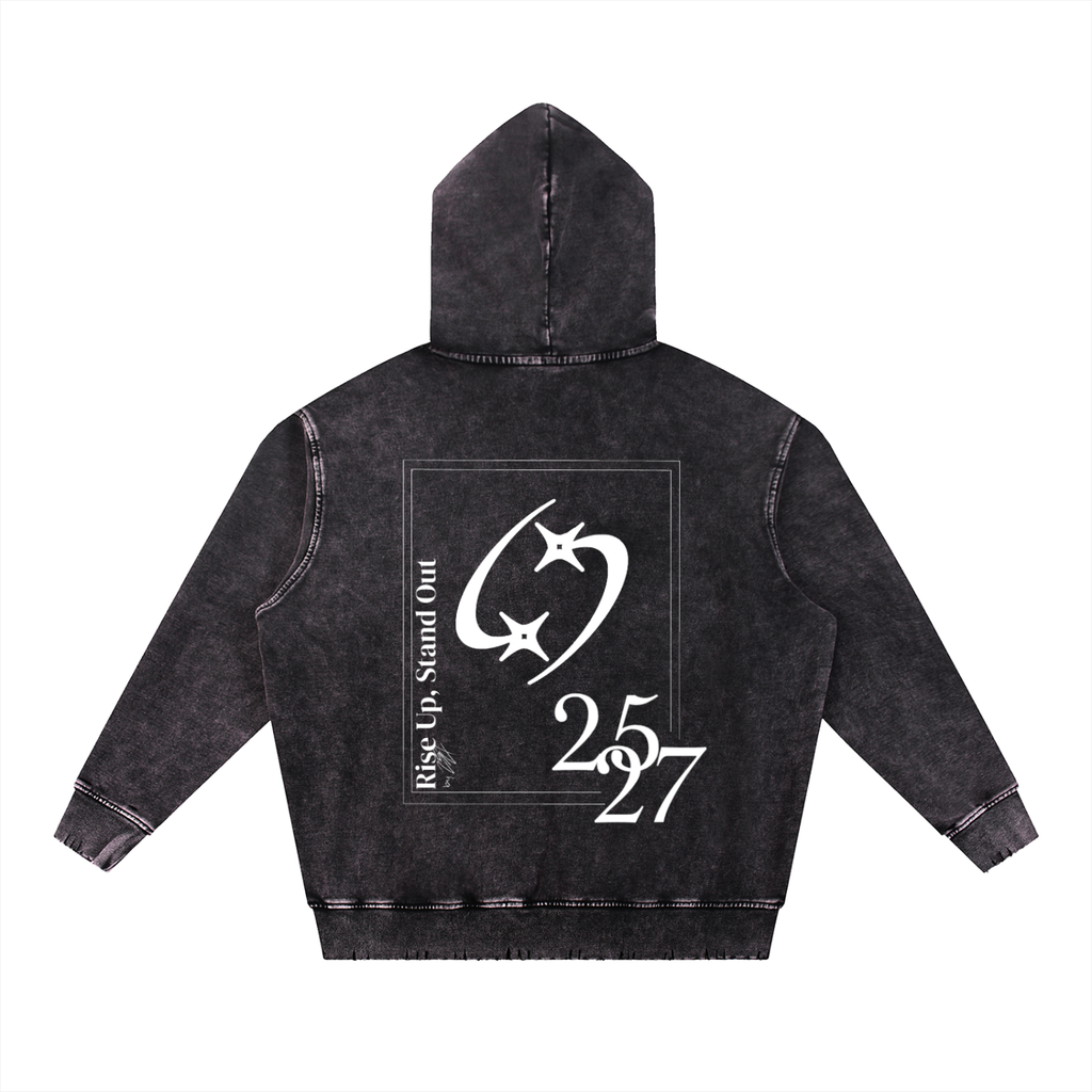 27' Snow Washed Hoodie (white print)