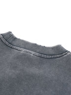 Snow Washed Raw Edge Cropped Sweatshirt